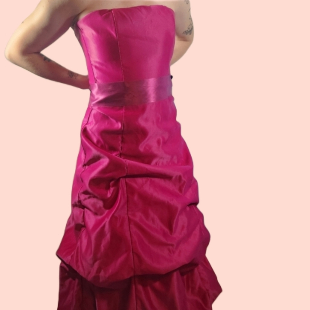 Size 6 deep pink fuschia ball gown prom‎ dress princess rouched silk sash